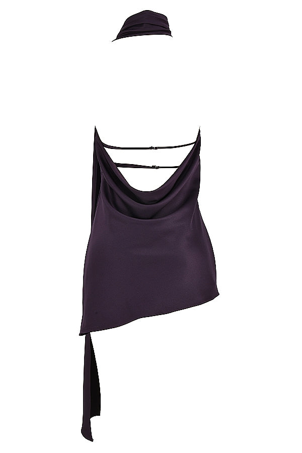 Aida-Night Shade Asymmetric Wrap Neck Dress