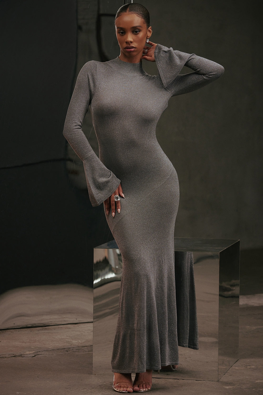 Sancha-Steel Metallic Maxi Dress