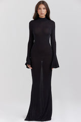Sancha-Black Knit Maxi Dress