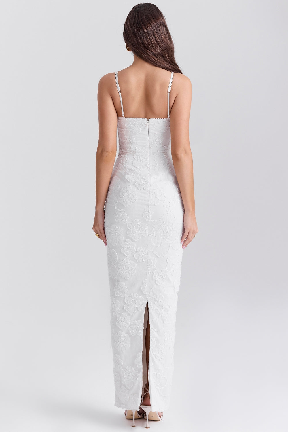 Eva-White Floral Lace Maxi Dress