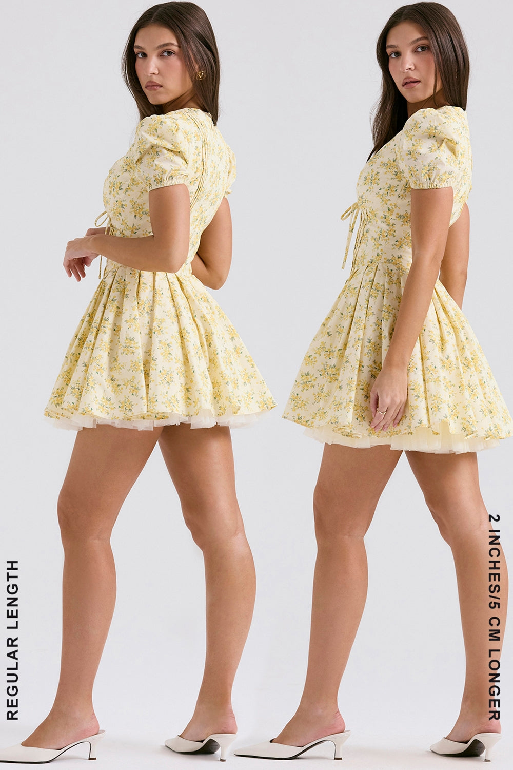 Imani-Buttercup Vintage Floral Print Pleated Cotton Mini Dress