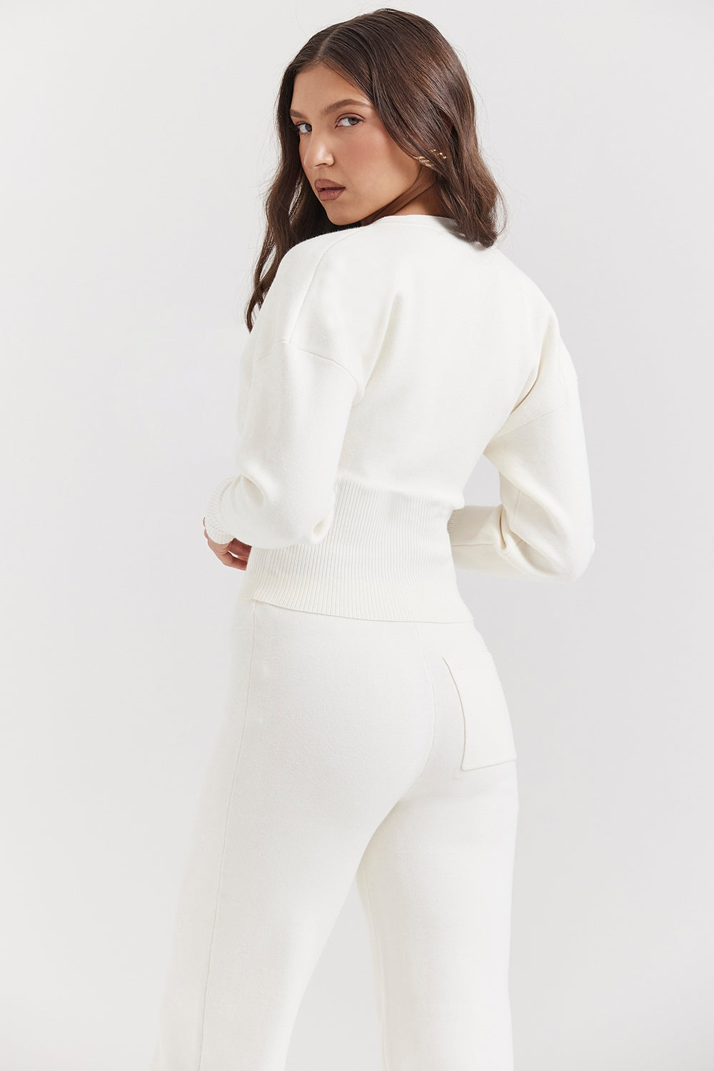 Noor-Off White Knitted Cardigan