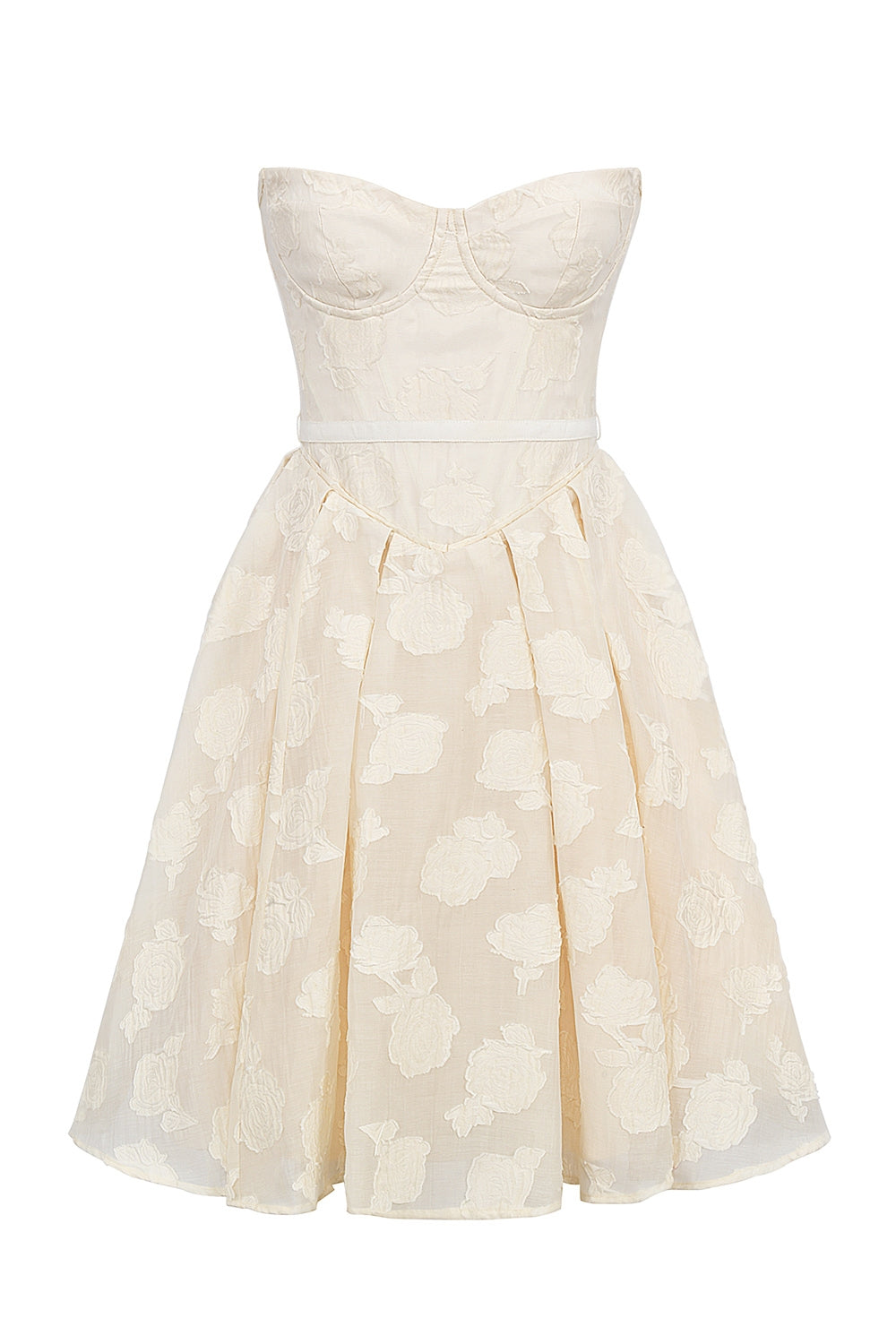 Saige-Vintage Cream Floral Strapless Mini Dress