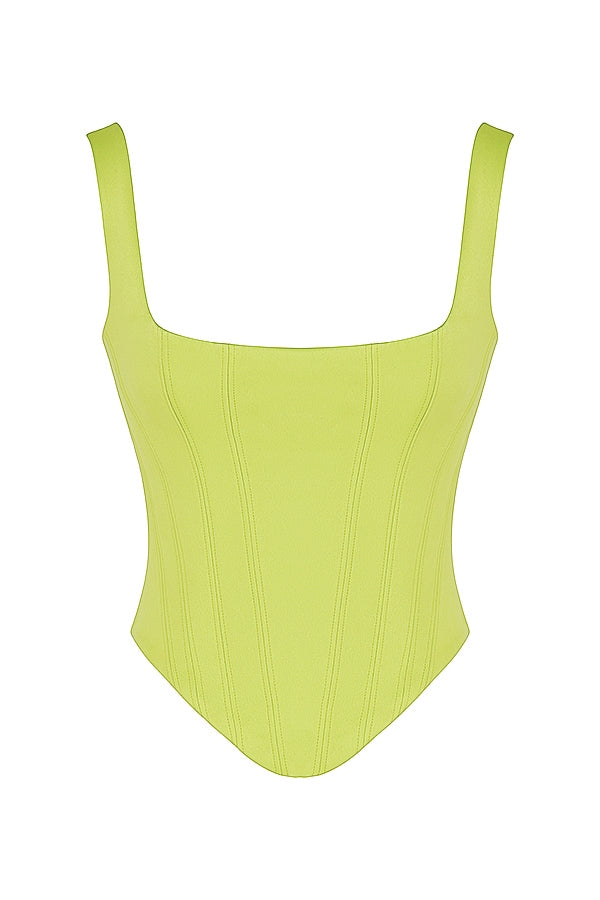 Rafa-Lime Satin Longline Corset