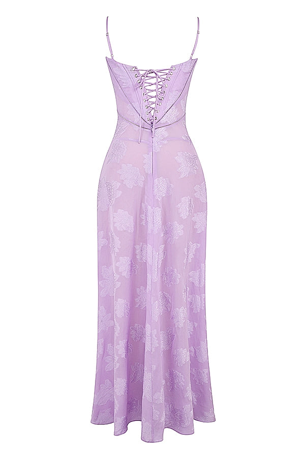 Seren-Orchid Floral Lace Back Maxi Dress