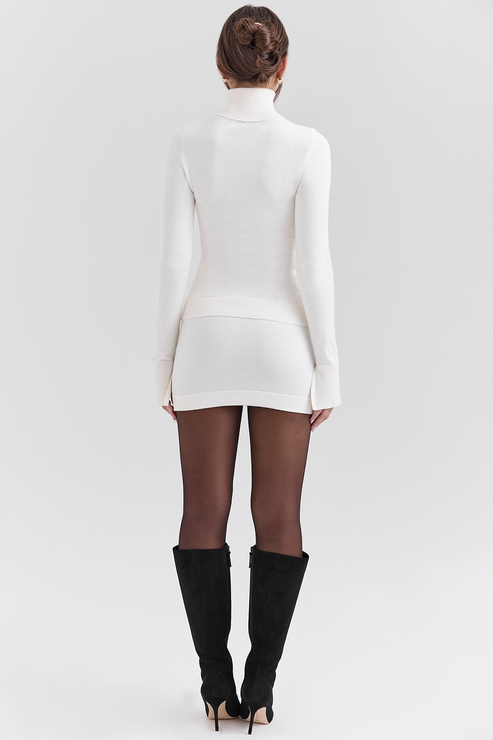 Hazel-Ivory Cashmere Roll Neck Sweater