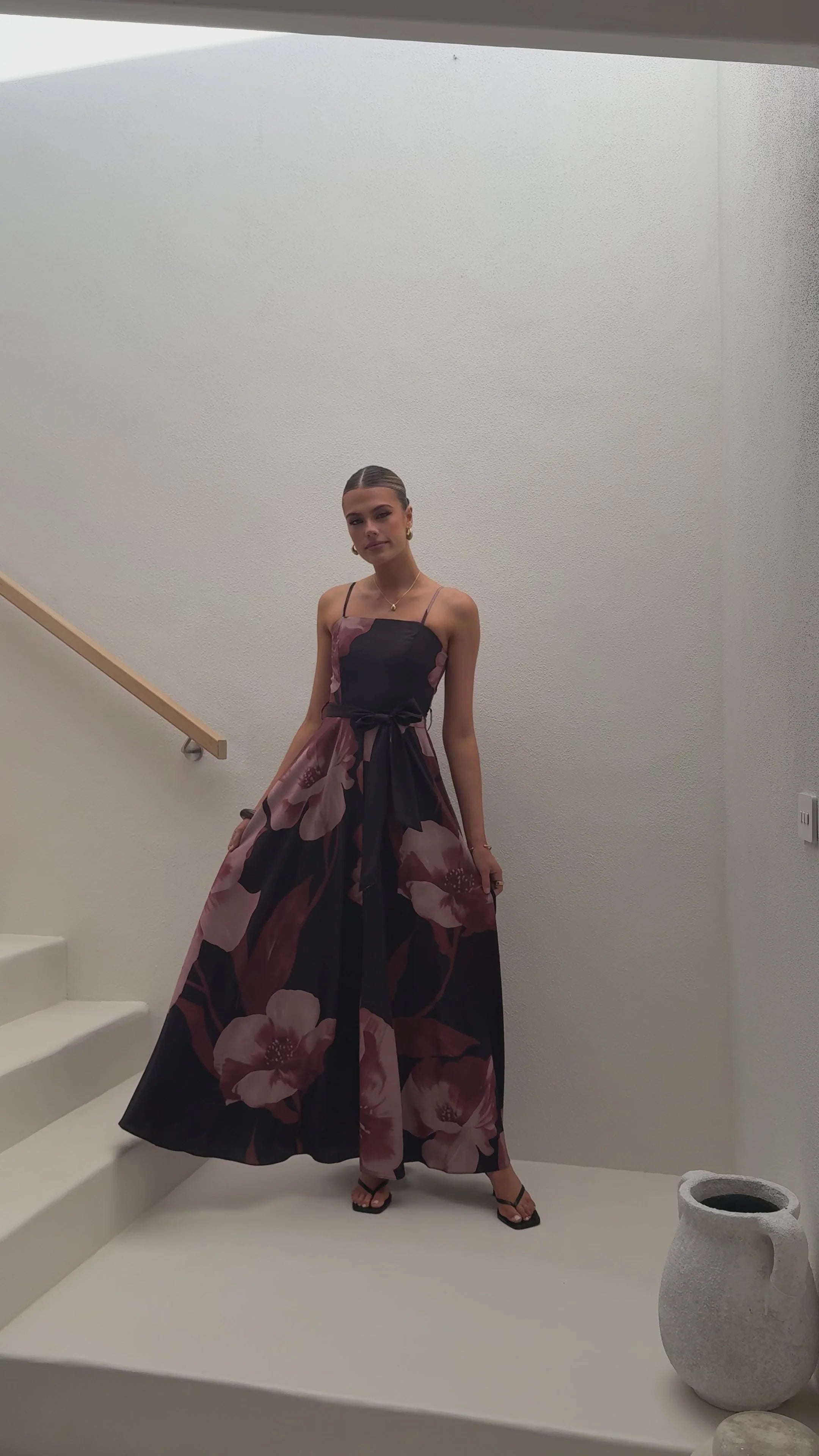 Carson Maxi Dress - Black/Wine Floral