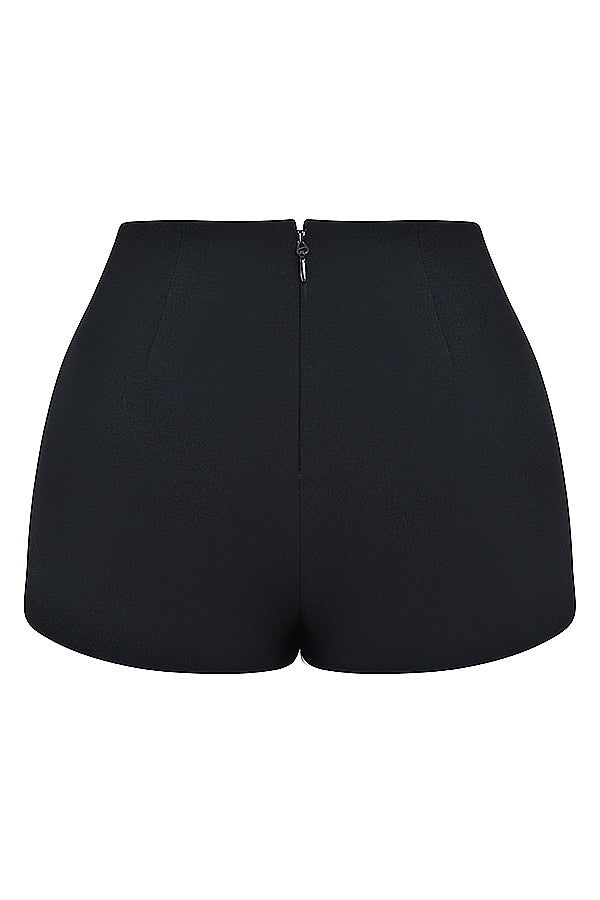 Tahni-Black High Waisted Shorts