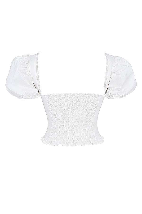 Samaya-White Gathered Top