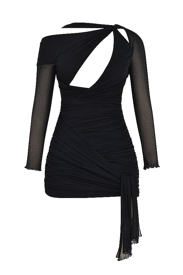 Santa-Black Glitter Cutout Mini Dress