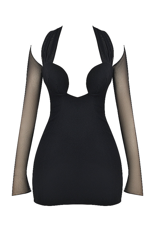 Holly-Black Plunge Mini Dress