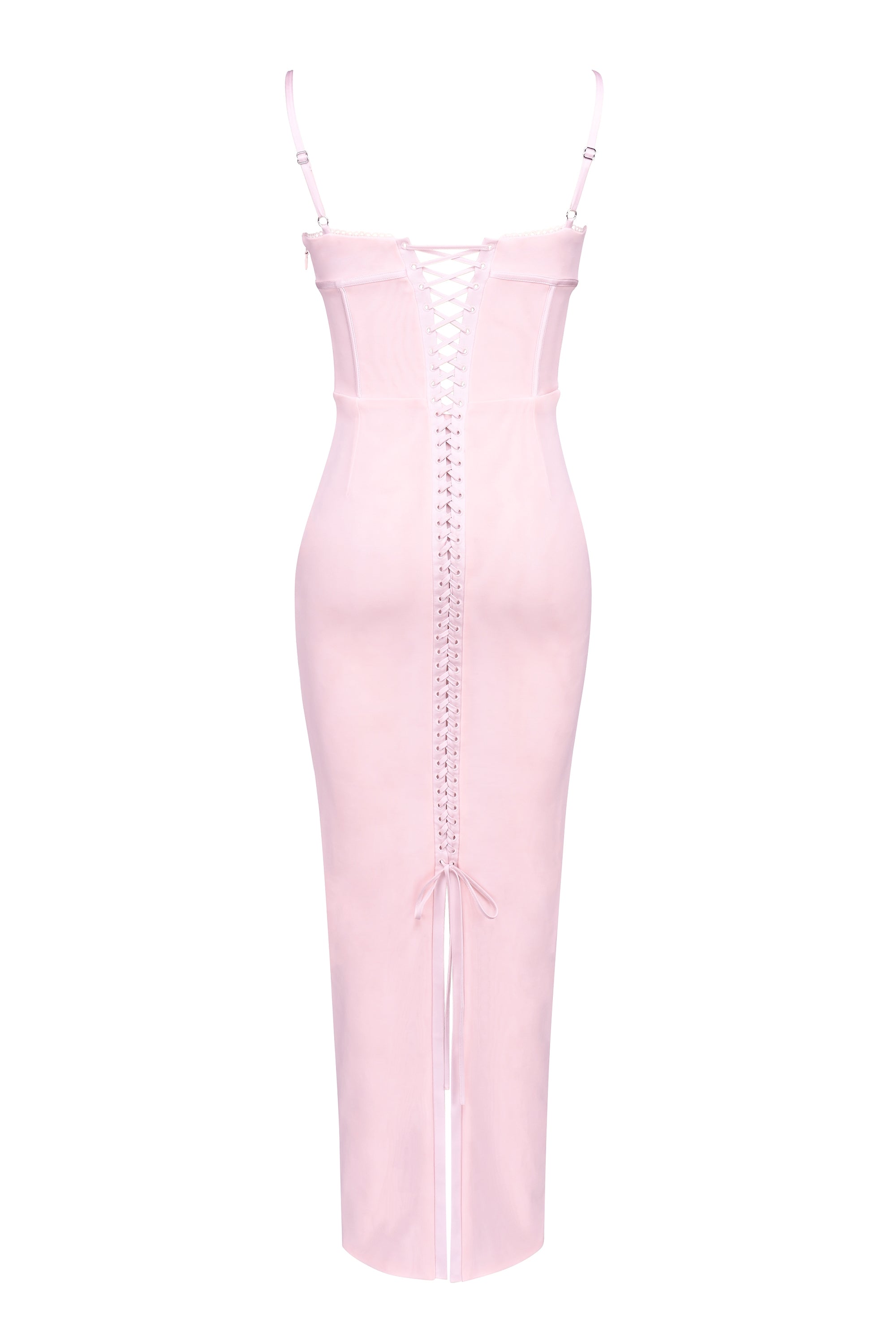 Romy-Pink Mesh Bodycon Maxi Dress