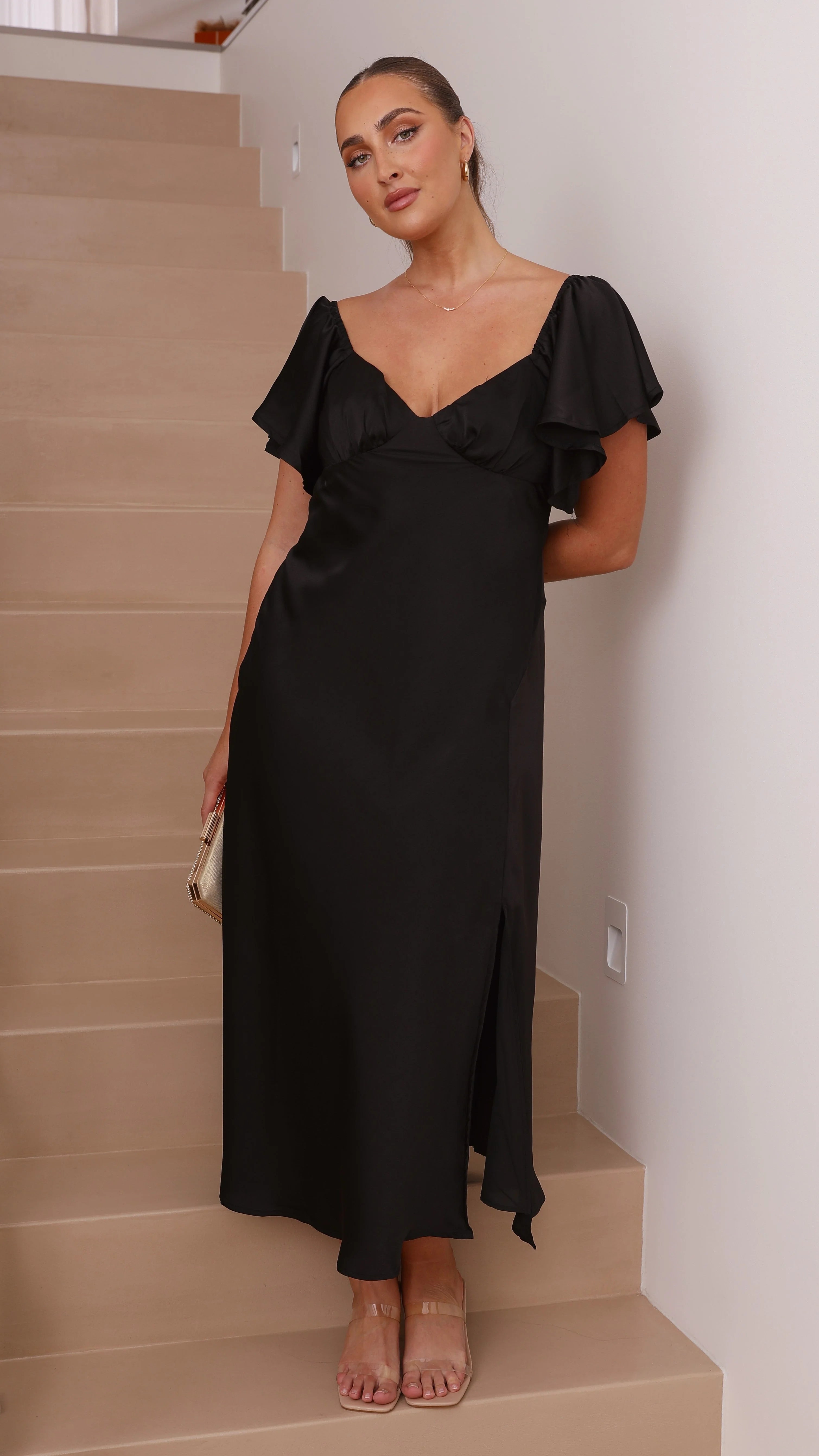 Louisa Midi Dress - Black