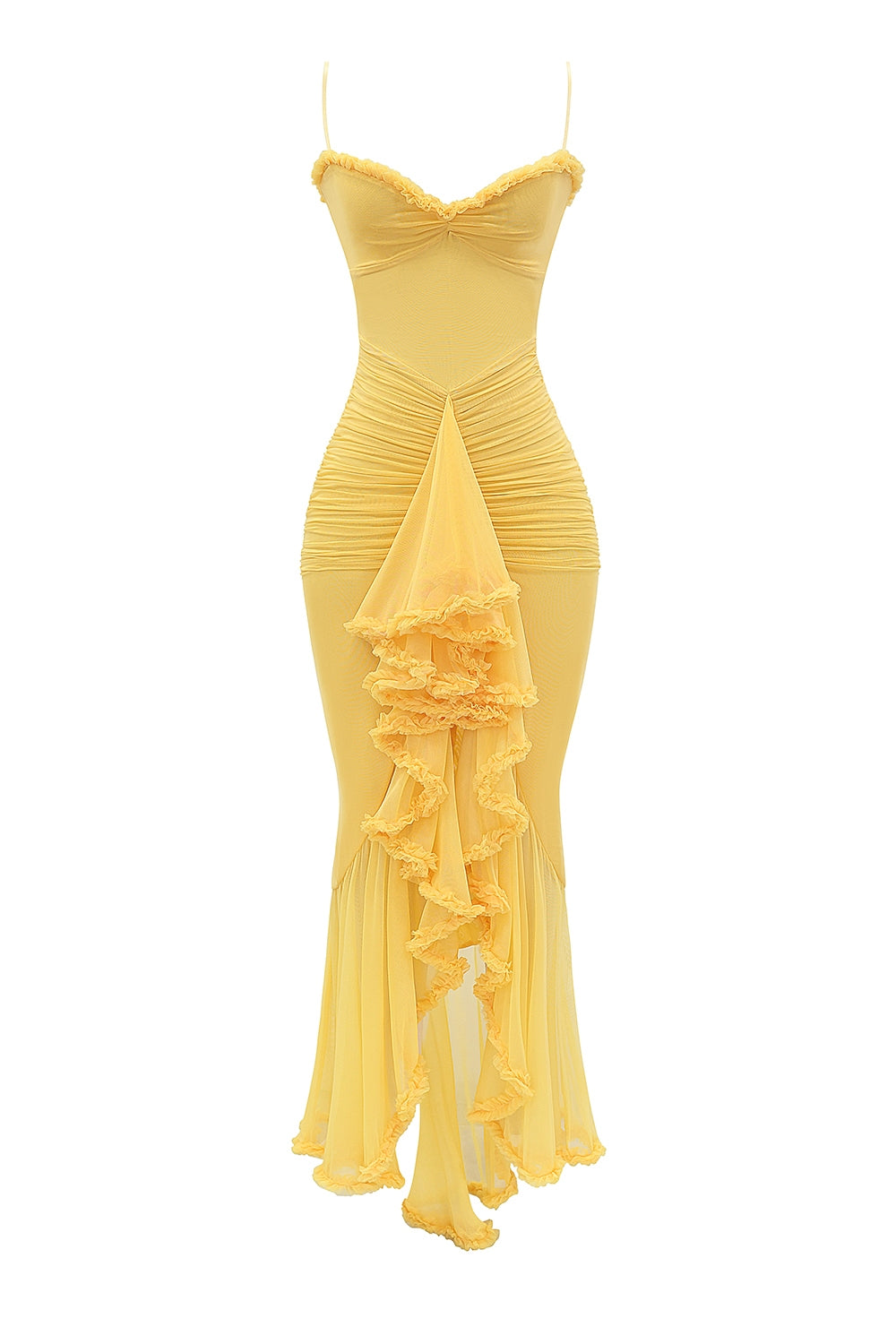 Gabbi-Apricot Ruffled Front Gown