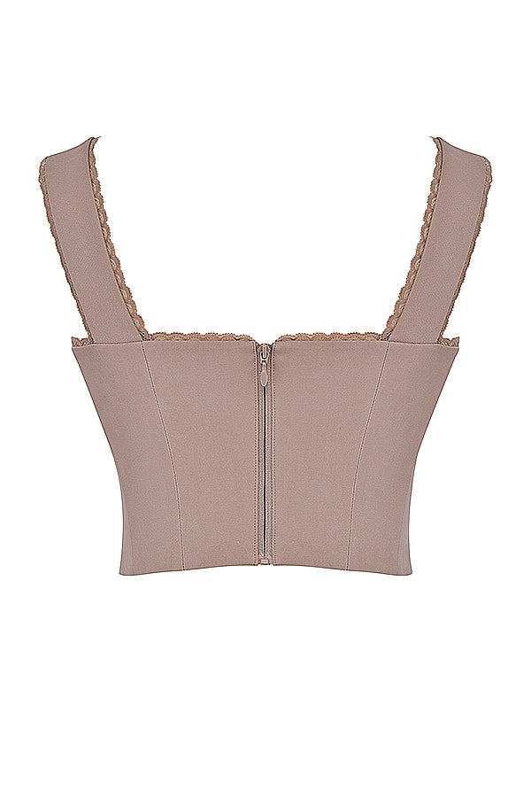 Robyn-Mushroom Lace Trim Corset
