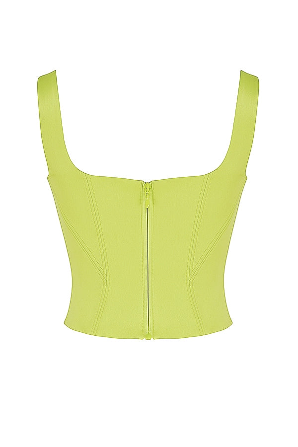 Rafa-Lime Satin Longline Corset