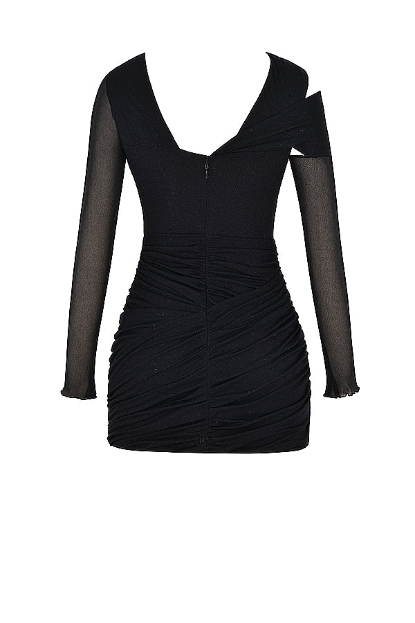 Santa-Black Glitter Cutout Mini Dress