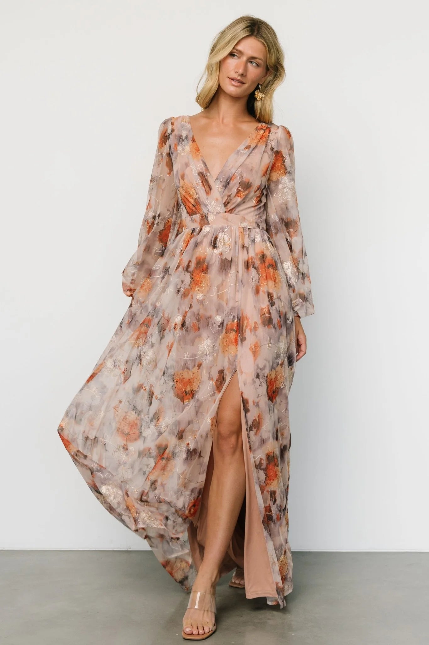 Helene Maxi Dress | Taupe Multi