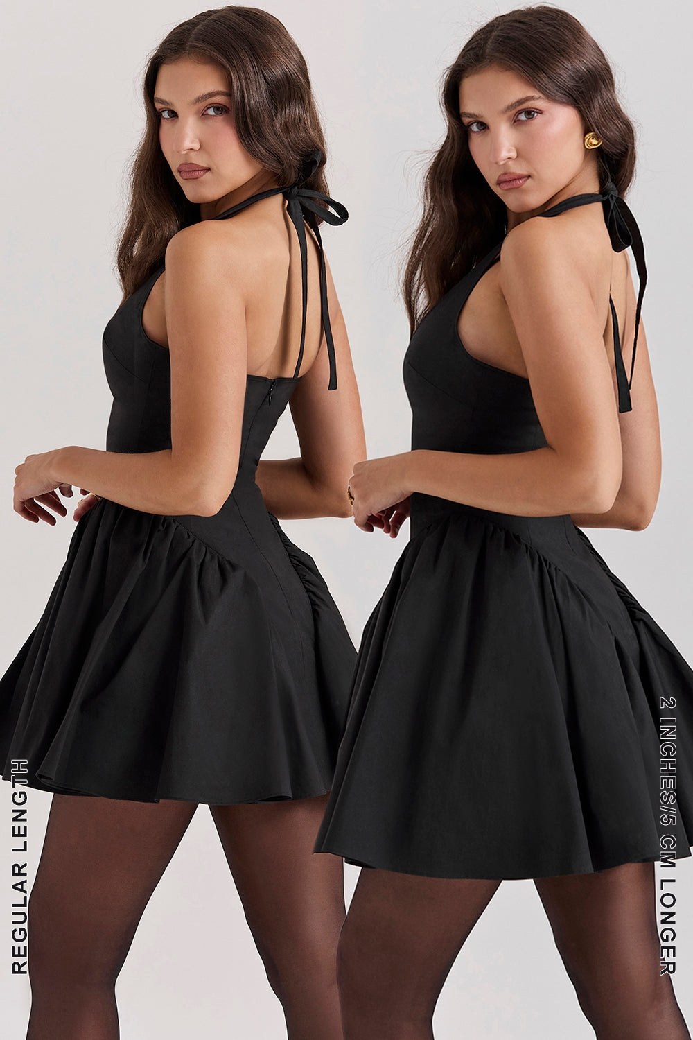 Valentia-Black Halter Mini Dress