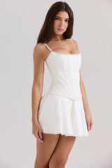 Cadie-White Cotton Corset Top