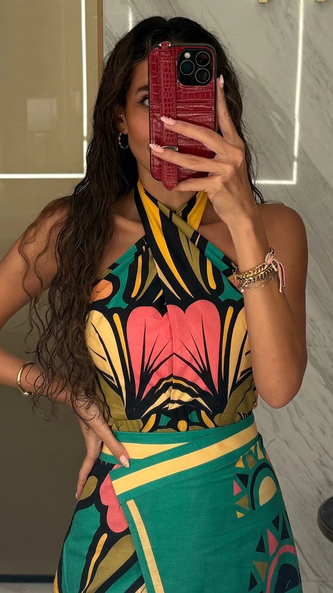 Portugal Twist Halter Top - Apple