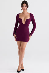 Marcella-Merlot Plunge Corset Dress