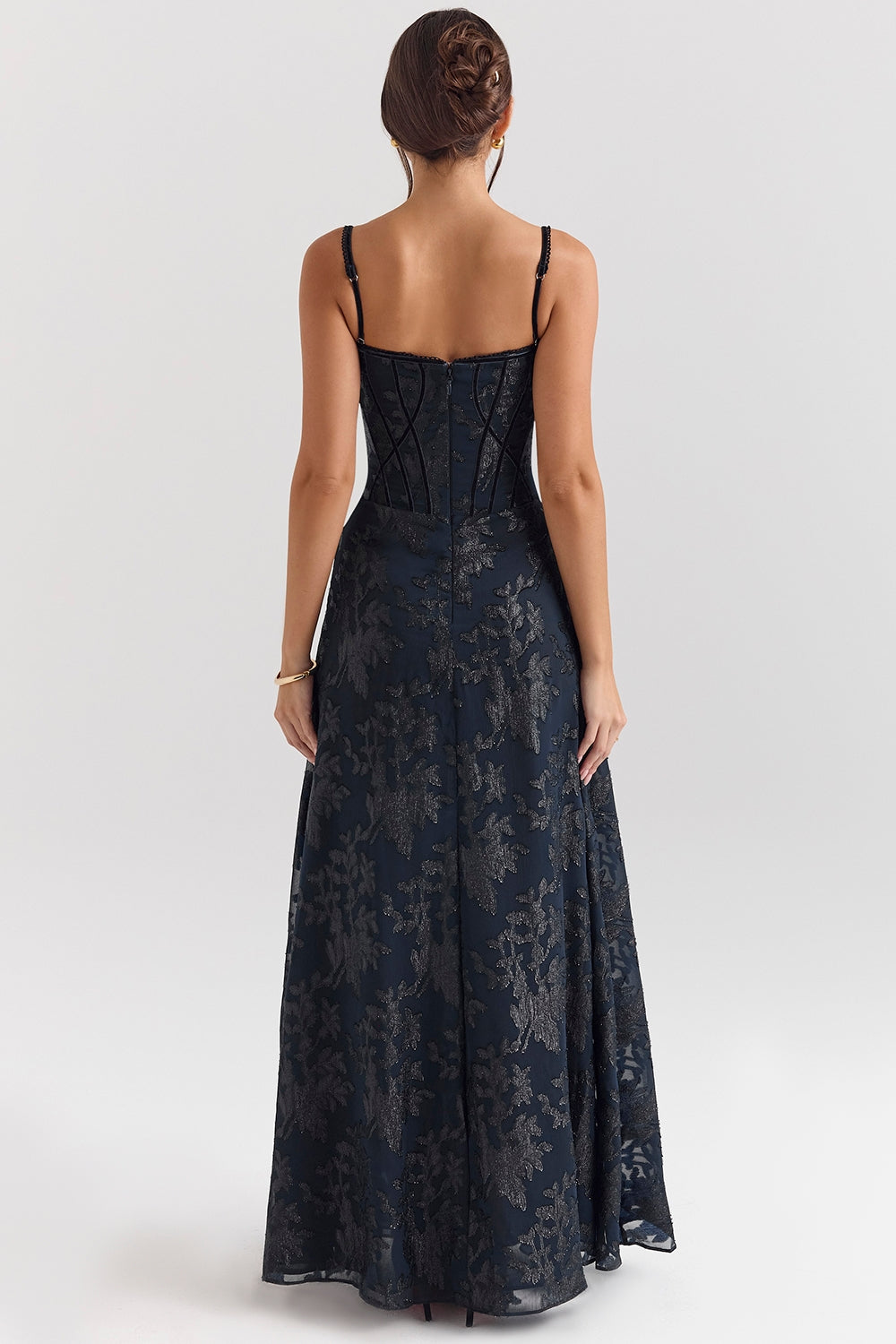 Esme-Midnight Blue Lurex Chiffon Maxi Dress