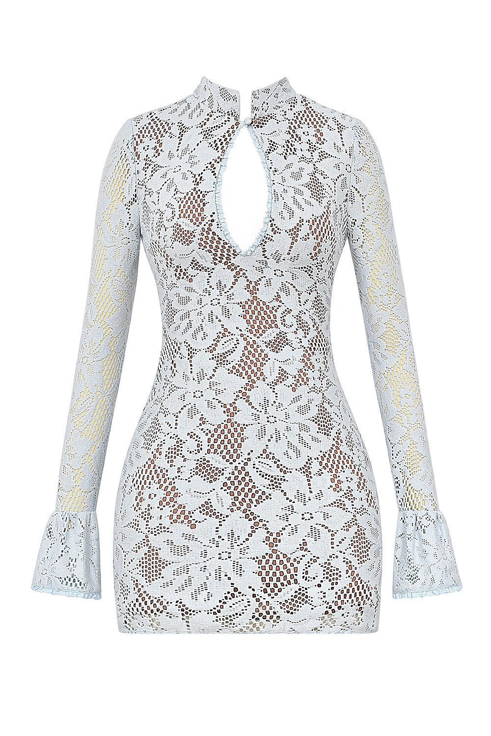 Brianna-Bluebell Keyhole Lace Mini Dress