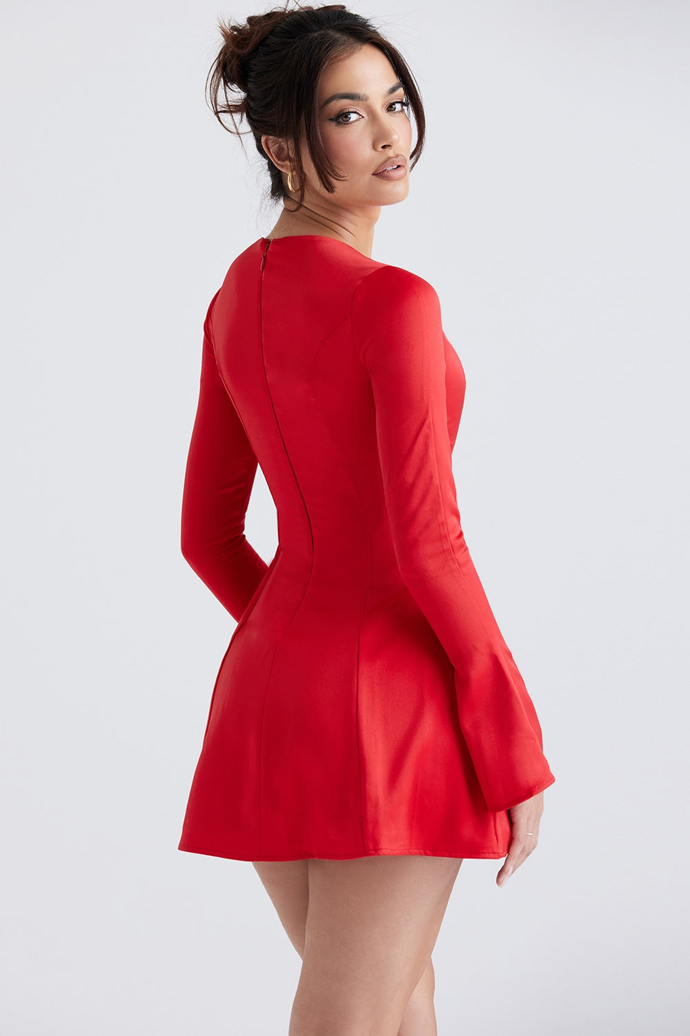 Sacha-Red Satin Mini Dress