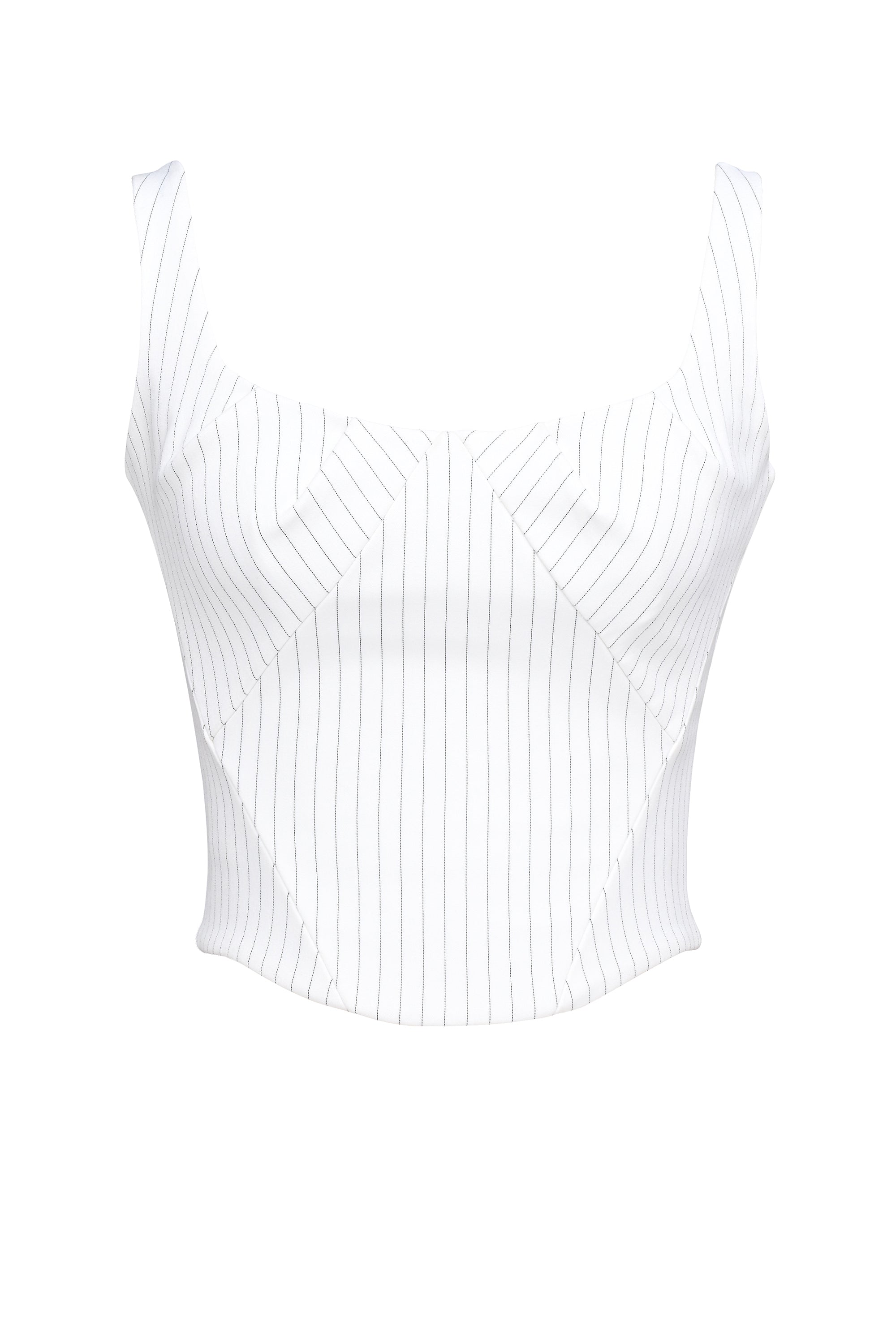 Selma-White Pinstripe Boned Corset Top
