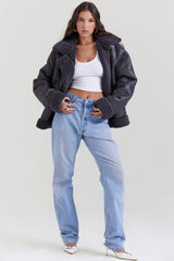 Madden-Grey Vegan Shearling Aviator Jacket