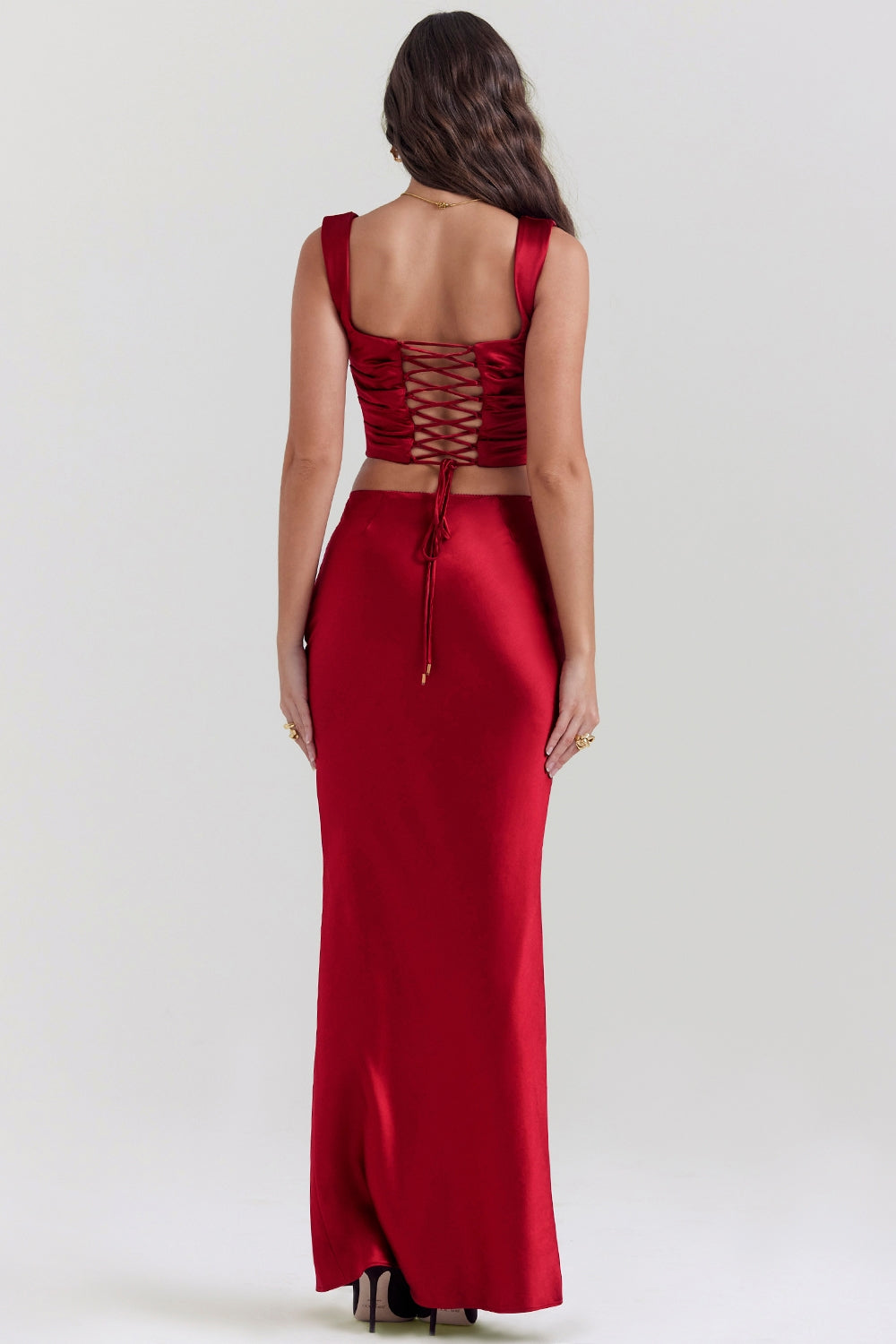 Sydel-Ruby Satin Bias Cut Maxi Skirt