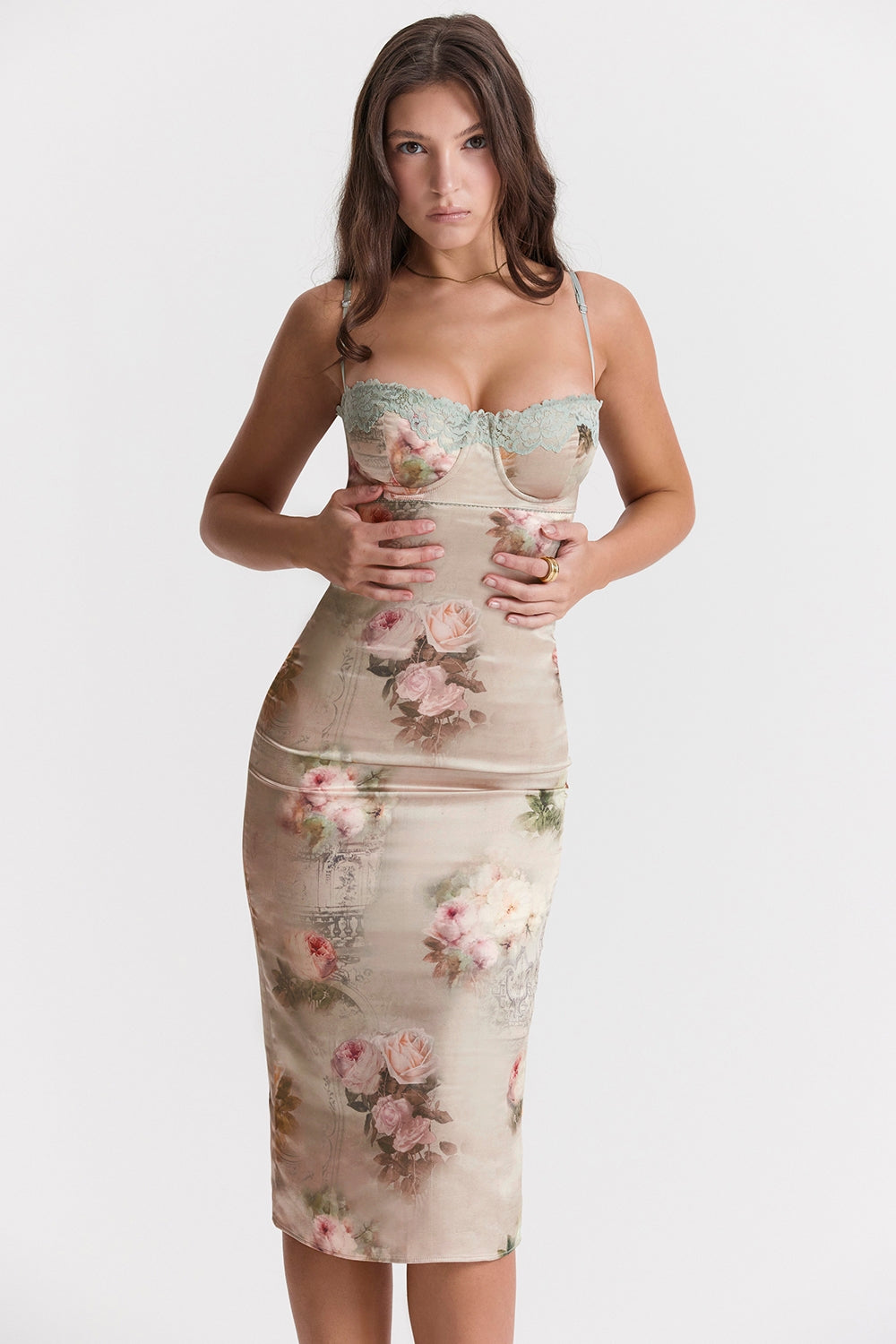 Venus-Vintage Floral Midi Dress