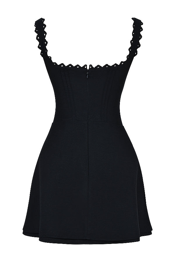 Tilly-Black Pin Tuck Mini Dress