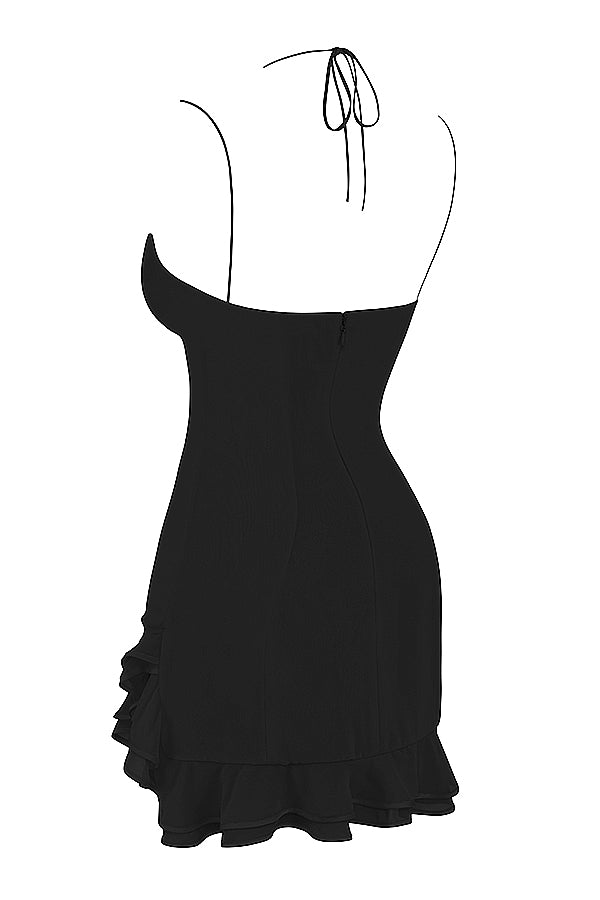 Rossella-Black Ruffle Mini Dress