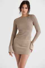 Savannah-Taupe Knit Long Sleeve Top - SALE