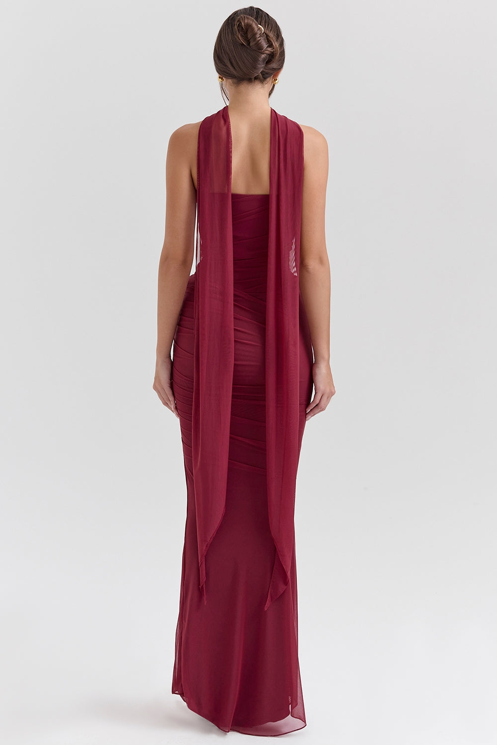 Hallie-Cabernet Strapless Corset with Neck Scarf