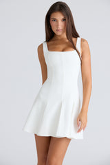 Amelie-Vintage Ivory Stretch Crepe Mini Dress