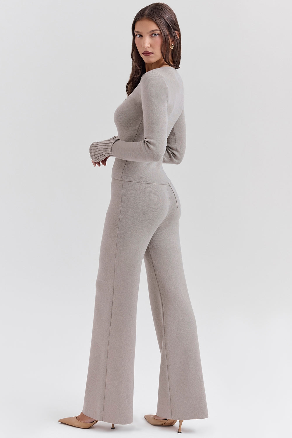 Hunter-Grey Cashmere Straight Leg Trousers