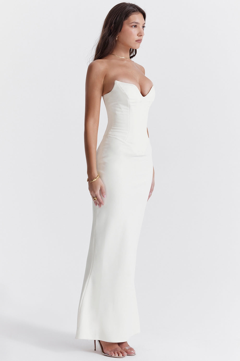 Tamara-Ivory Strapless Corset Dress
