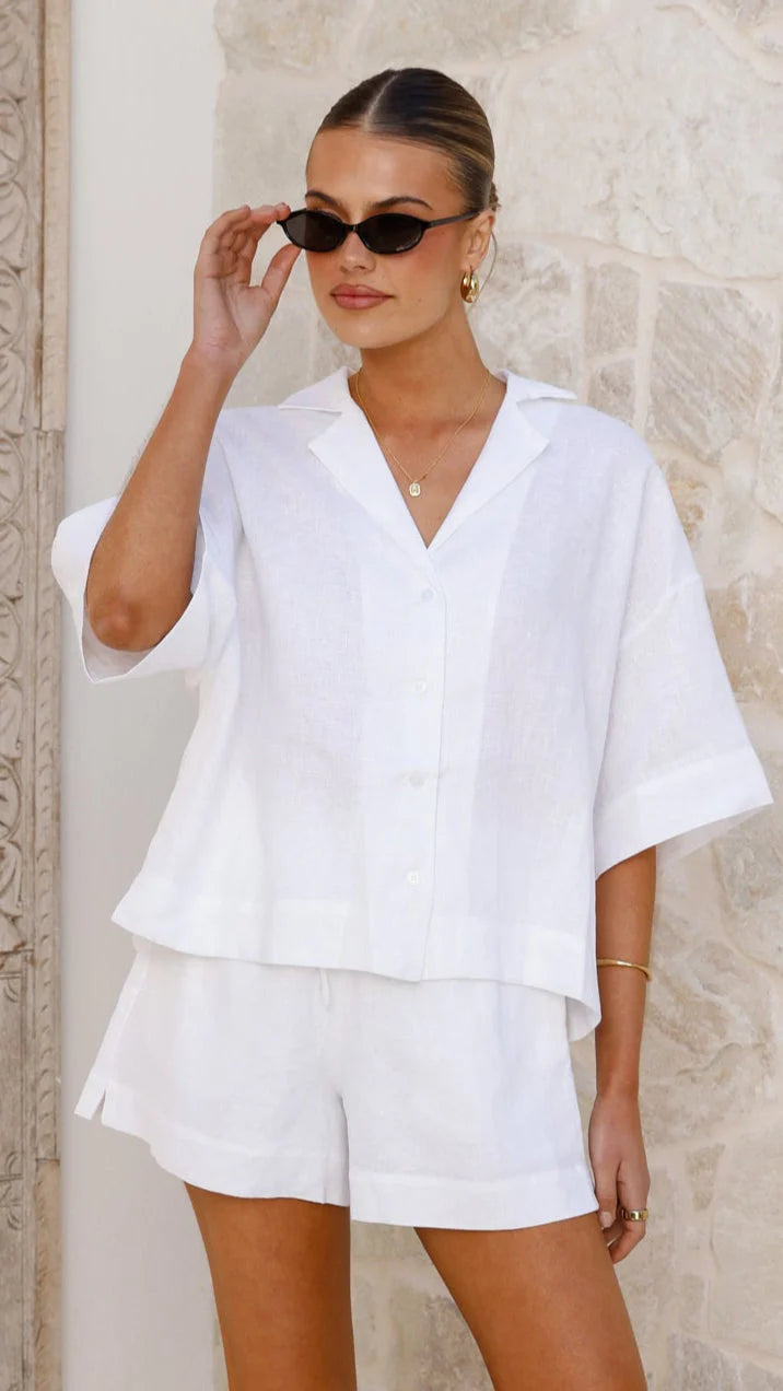 Luna Button Up Shirt - White