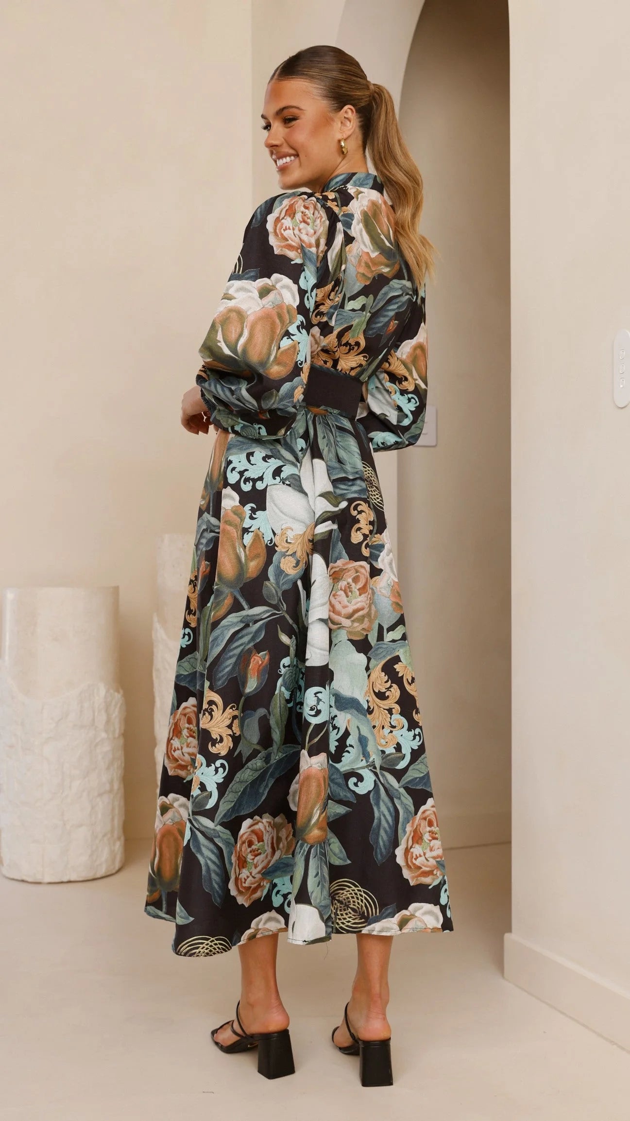 Carmal Long Sleeve Maxi Dress - Donatella Noir