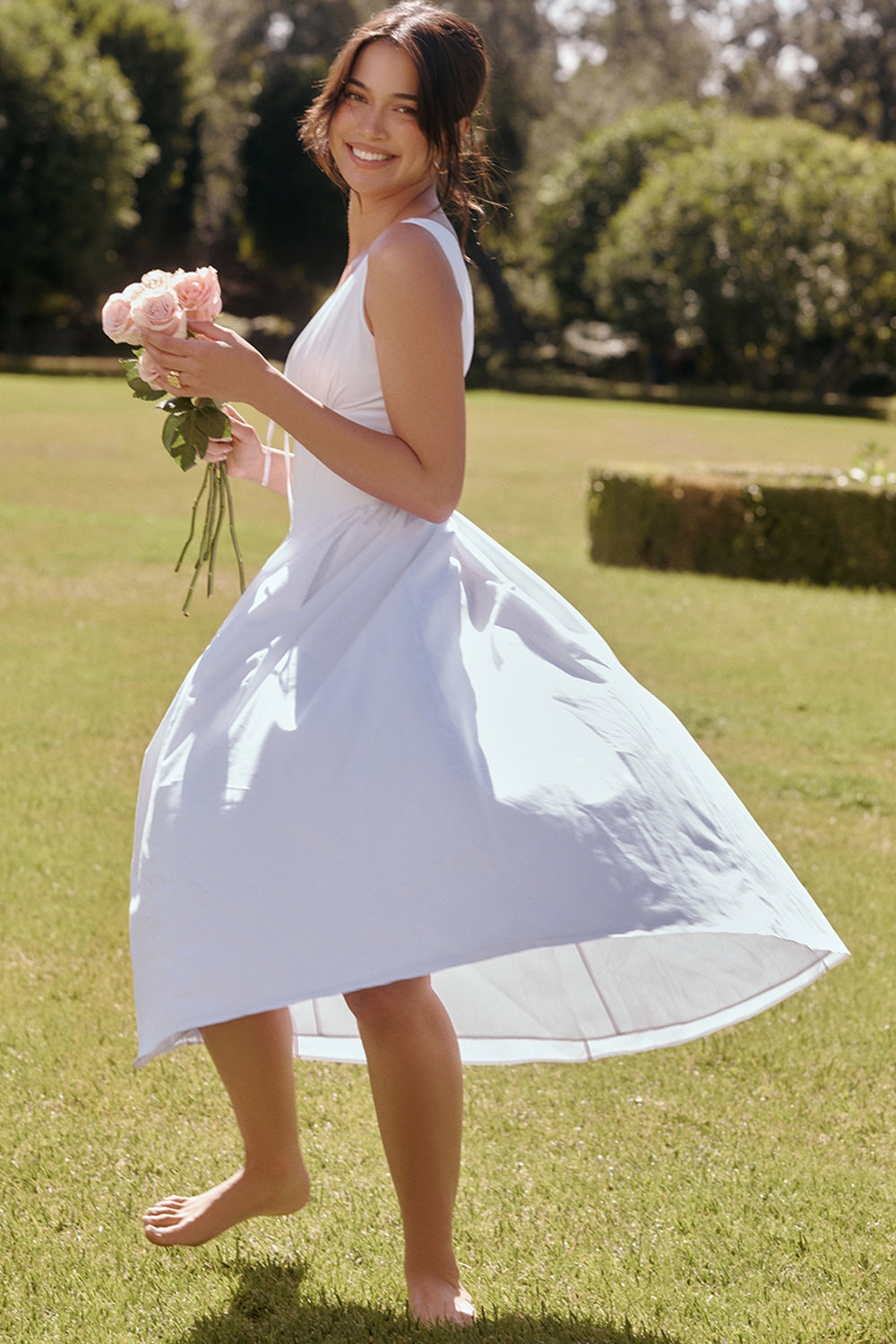 Emmelina-White Cotton Corset Sundress