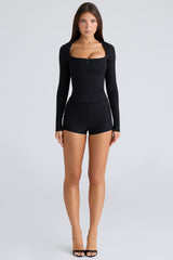 The Long Sleeve-Black Corset Top