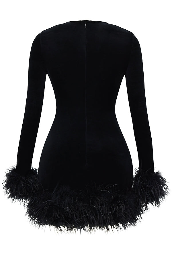 Lavinia-Black Velvet Mini Dress