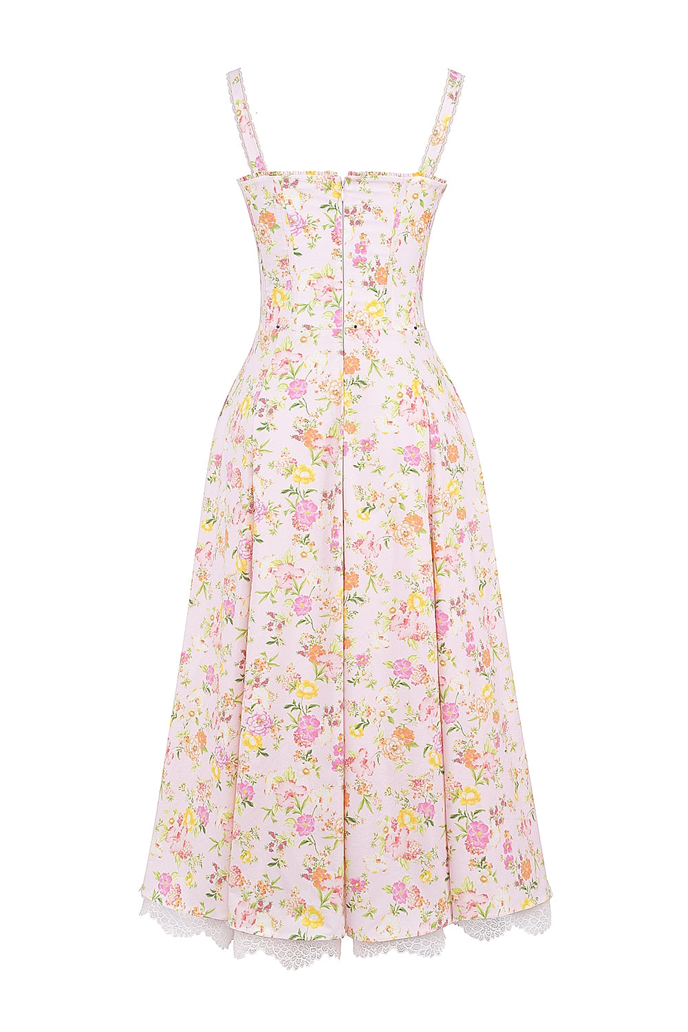 Rosalee-Pink Meadow Print Cotton Bustier Sundress
