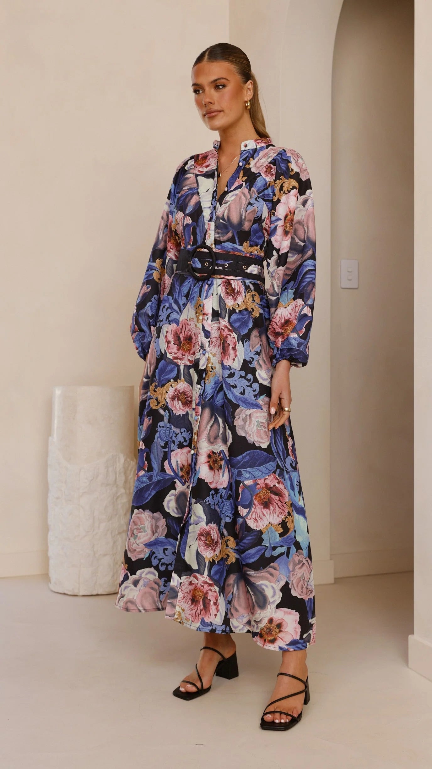 Veronica Button Down Maxi Dress - Azure Donatella