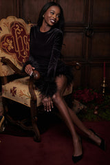 Lavinia-Black Velvet Mini Dress