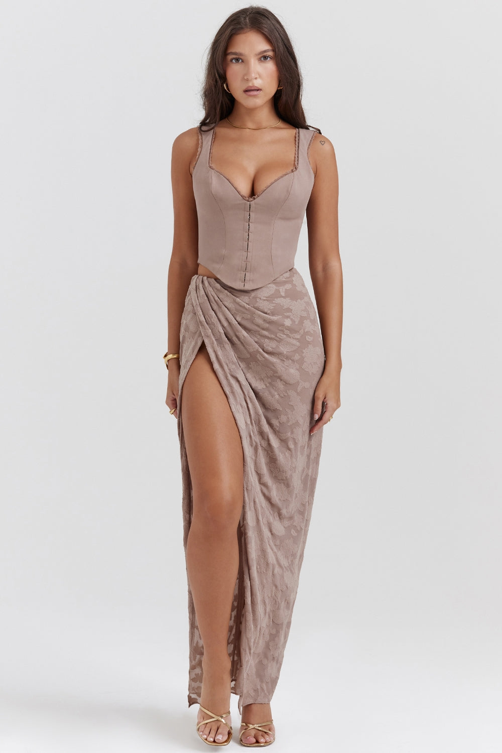 Robyn-Mushroom Lace Trim Corset