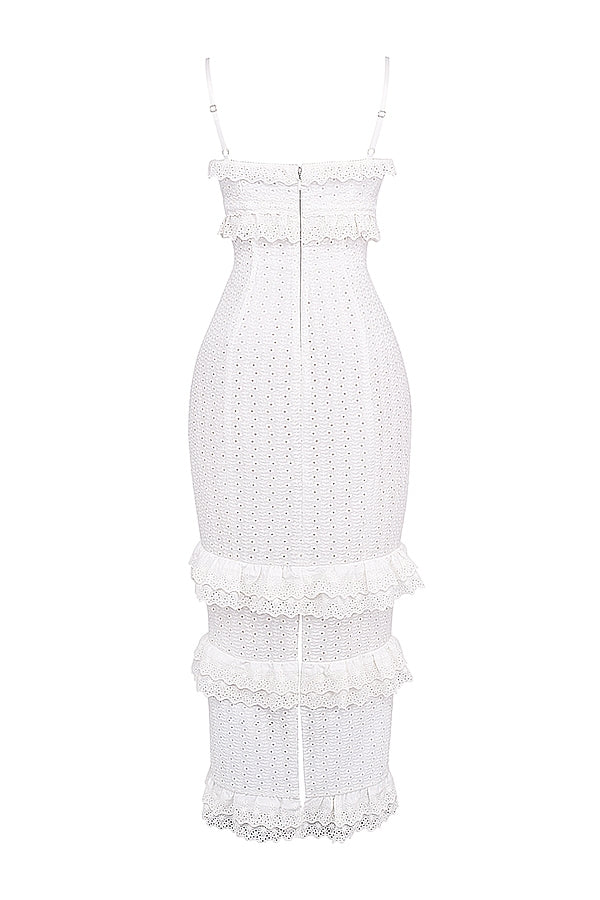 Eve-White Broderie Maxi Dress